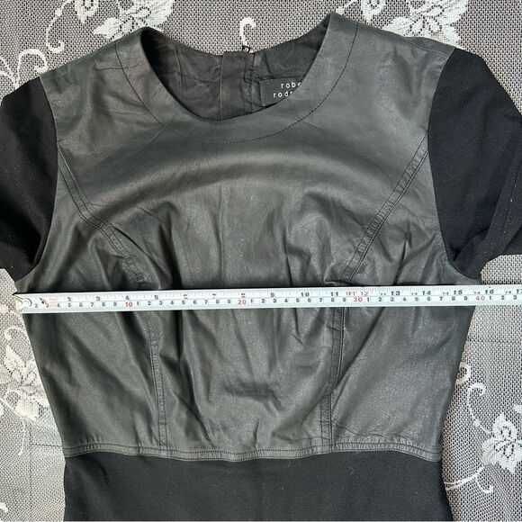 Robert Rodriguez Black Stretch Knit and Leather Long Sleeve Dress Sz 4 - Picture 12 of 13